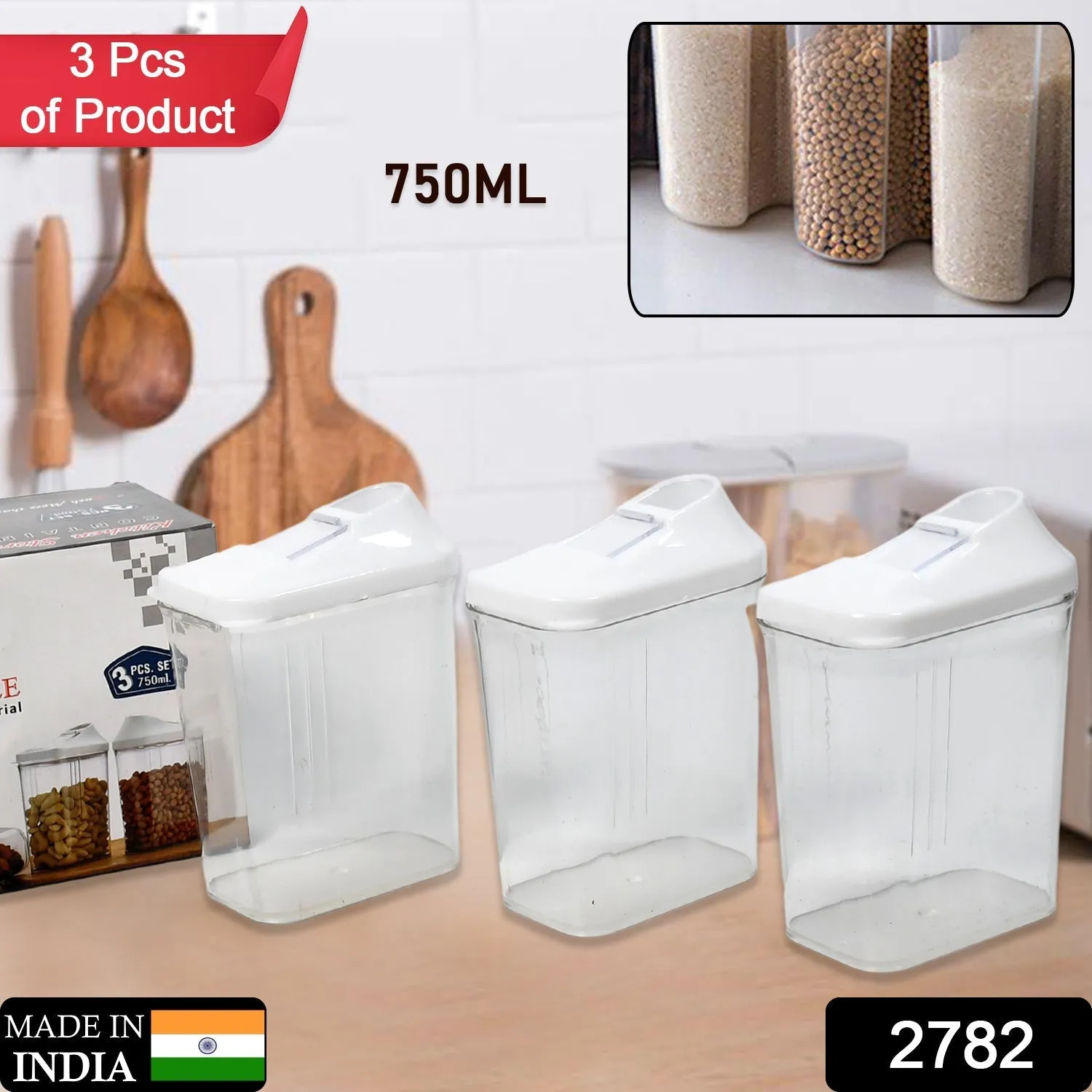 2782 Kitchen Storage Jars & Container Set 3pc , Transparent Jar Set For home & Kitchen Use