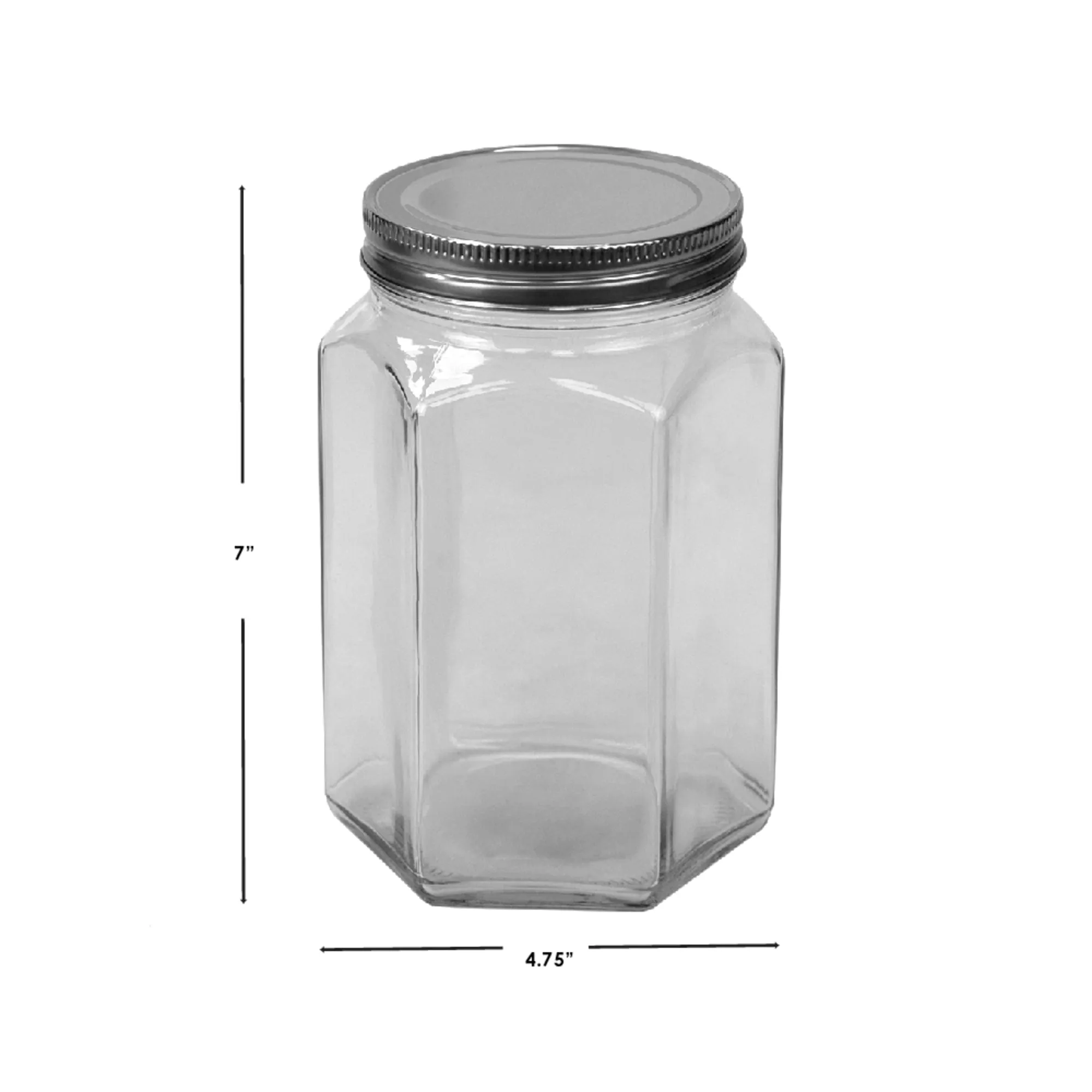 37 oz. Medium Hexagon Glass Canister, Clear