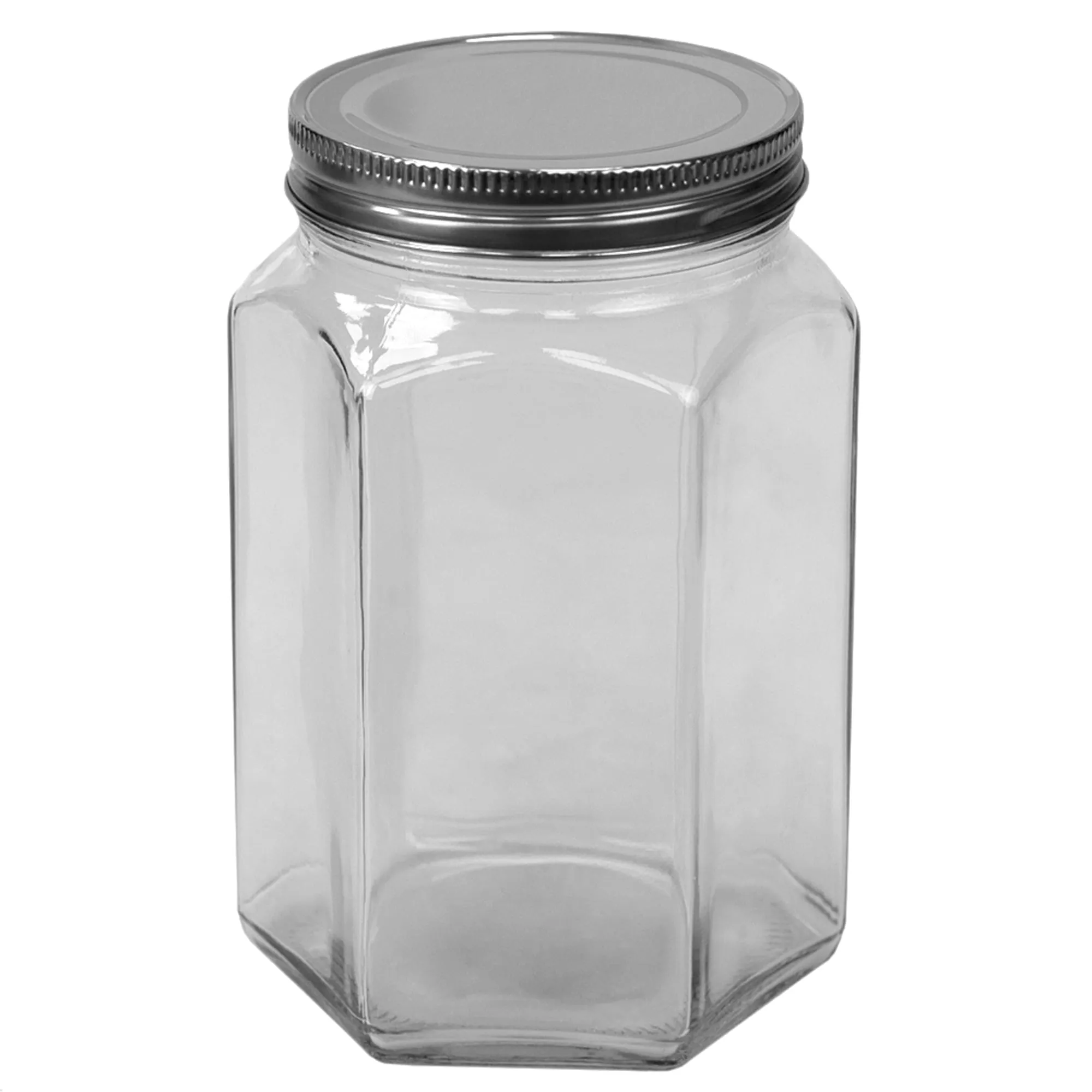 37 oz. Medium Hexagon Glass Canister, Clear