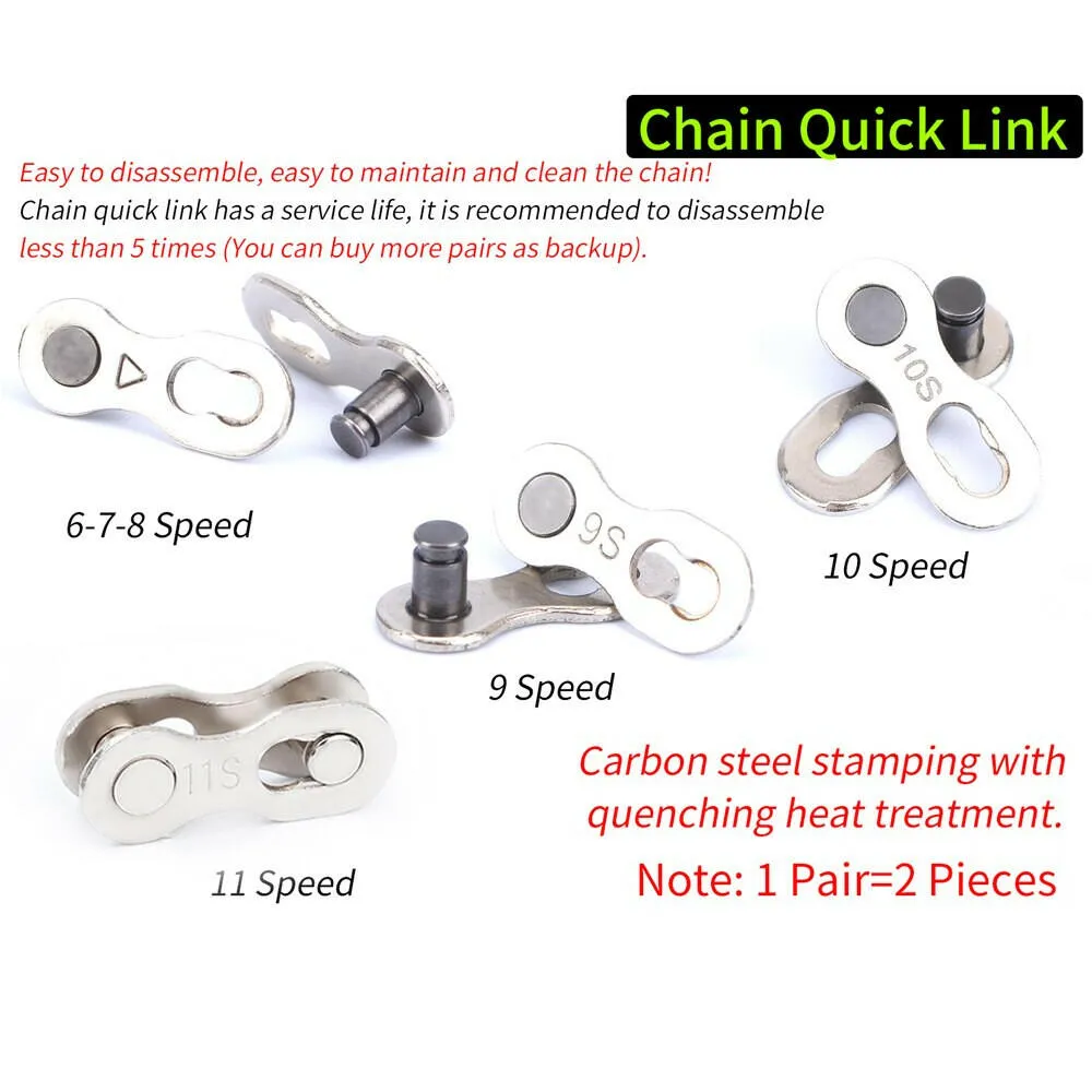 5 Pair Bike Chain Quick Link Mountain Bicycle Bike Chain Missing Quick Connector Connecting Master Link for 6 7 8 9 10 11 Speed