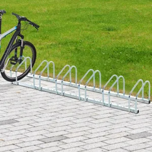 6-Bike Floor Parking Stand Rack or Wall Mount Bicycle Cycle Storage Locking Holder Steel Pipe-Silver