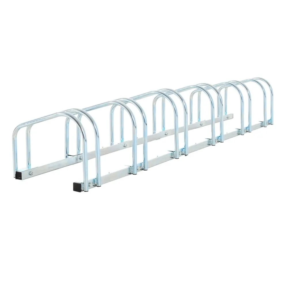 6-Bike Floor Parking Stand Rack or Wall Mount Bicycle Cycle Storage Locking Holder Steel Pipe-Silver