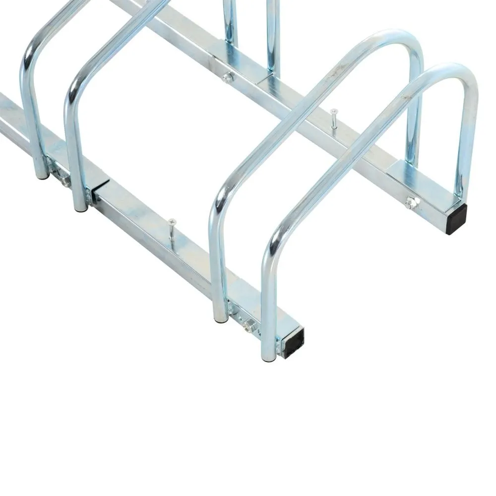 6-Bike Floor Parking Stand Rack or Wall Mount Bicycle Cycle Storage Locking Holder Steel Pipe-Silver