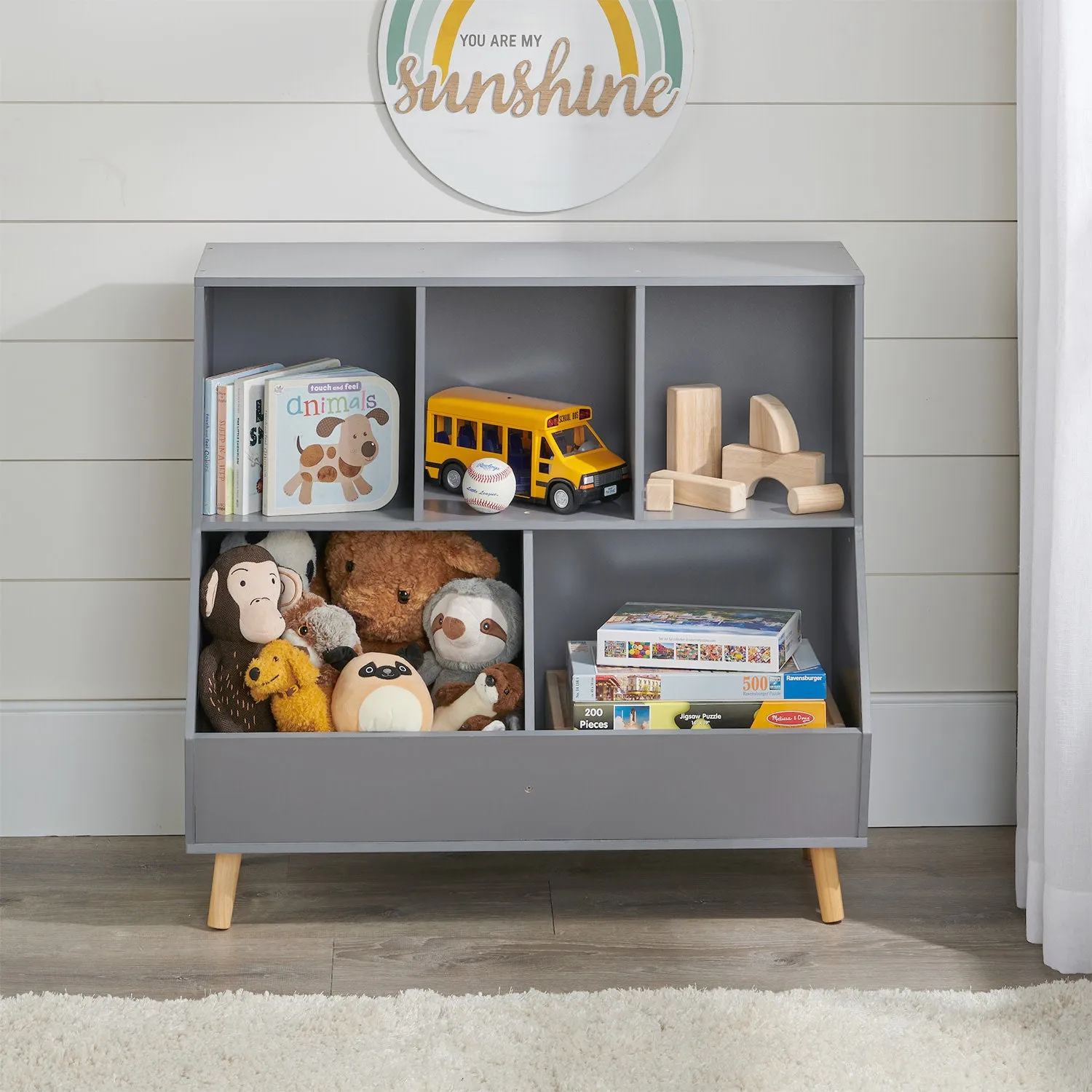 Badger Basket 5-Bin Storage Cubby with Feet