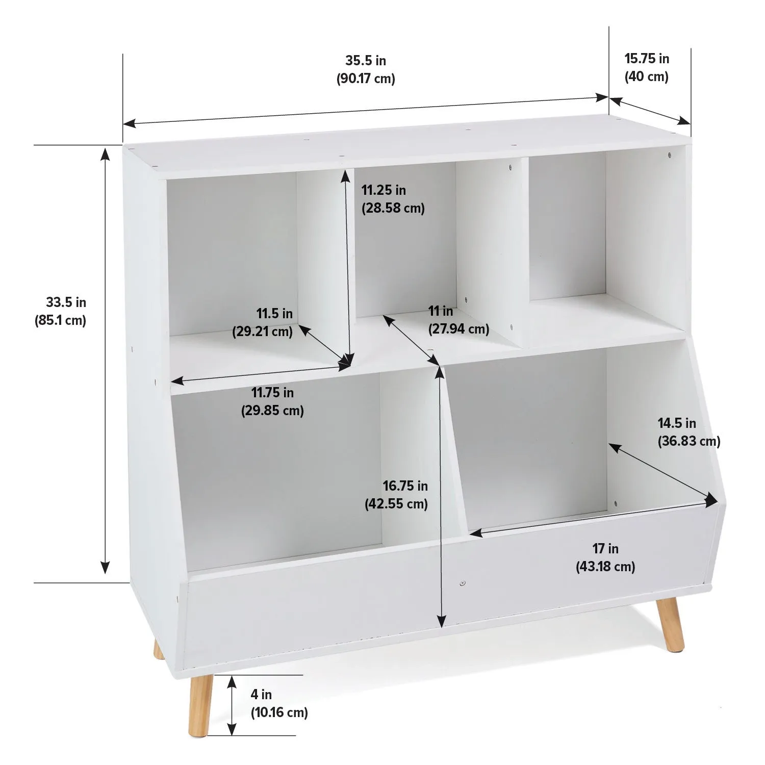 Badger Basket 5-Bin Storage Cubby with Feet