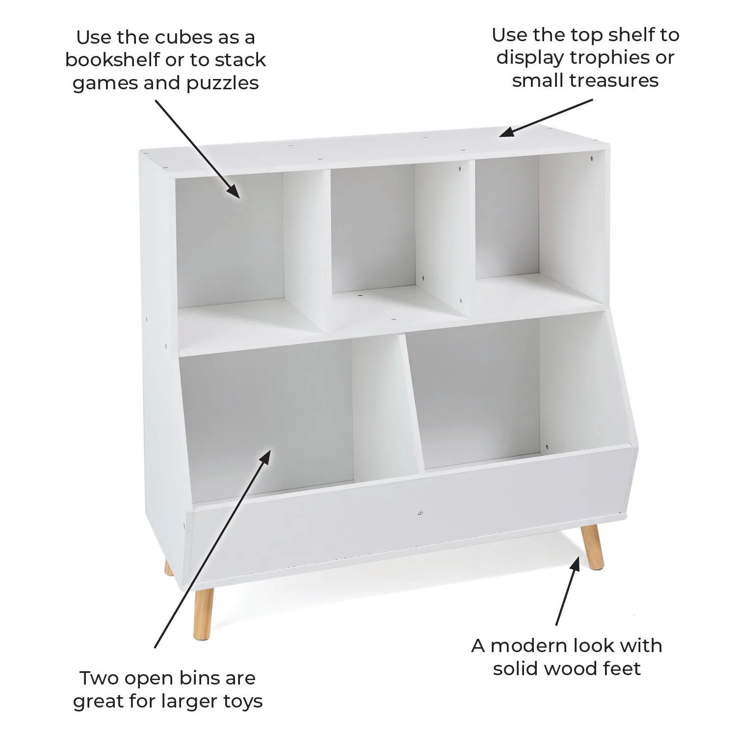 Badger Basket 5-Bin Storage Cubby with Feet