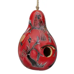 Cardinals on a Branch, Gourd Birdhouse