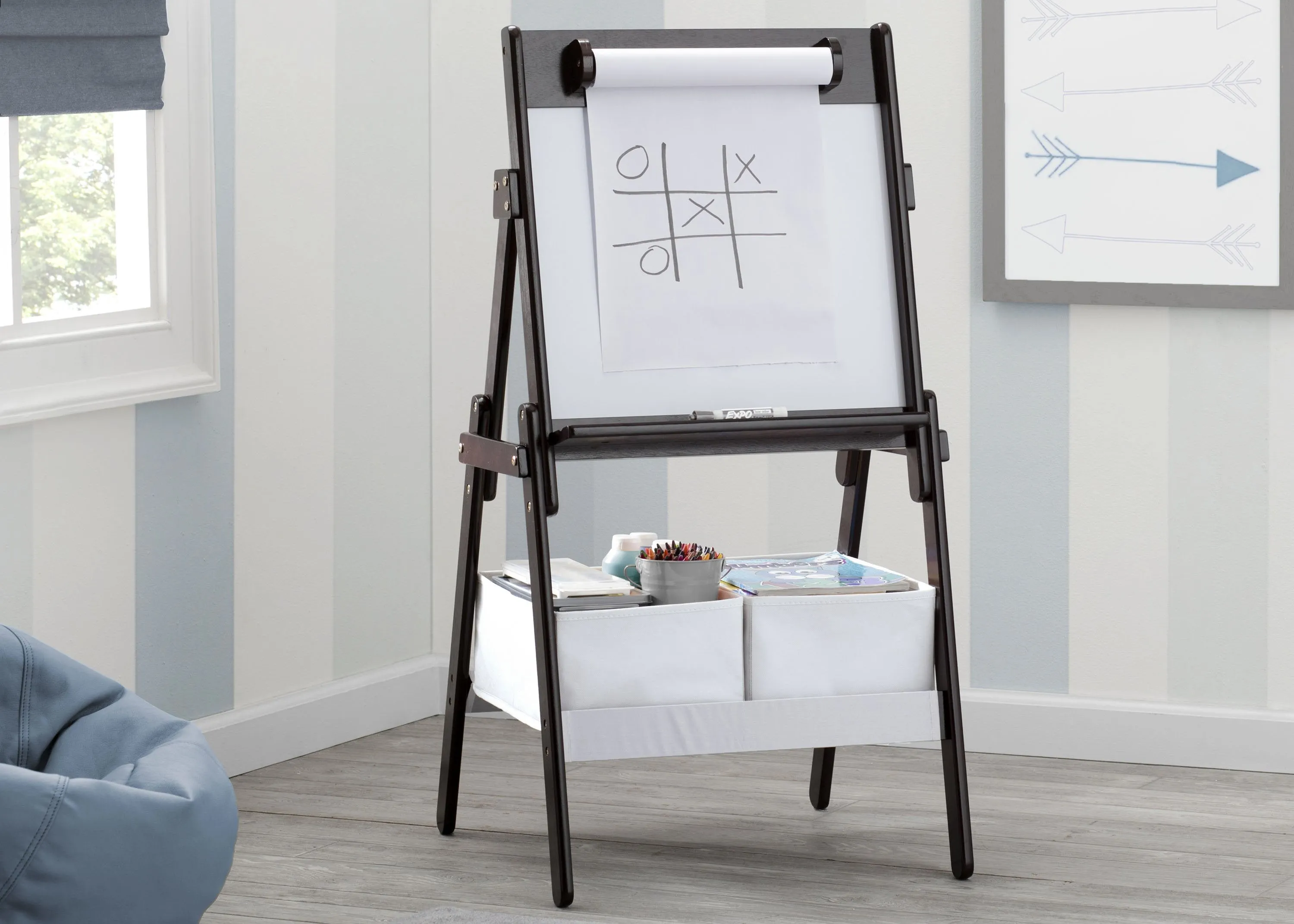 Classic Kids Whiteboard/Dry Erase Easel with Paper Roll and Storage