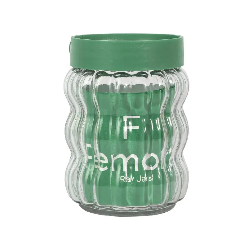 Clear Body Jar With Green Lid | Set Of 4 | 1Ltr & 460ml