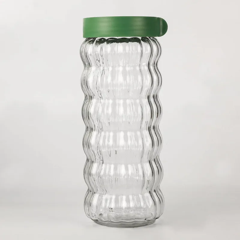 Clear Body Jar With Green Lid | Set Of 4 | 1Ltr & 460ml