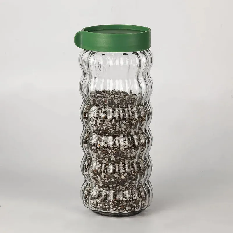 Clear Body Jar With Green Lid | Set Of 4 | 1Ltr & 460ml