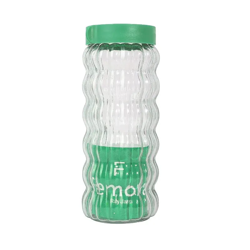 Clear Body Jar With Green Lid | Set Of 4 | 1Ltr & 460ml