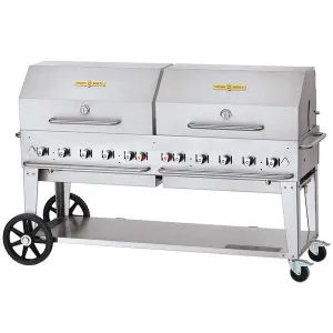 Crown Verity 72" Mobile Grill (Bulk Tanks Only) Dome Package w/ (2) Roll Domes CV-MCB-72-SI-BULK-RDP