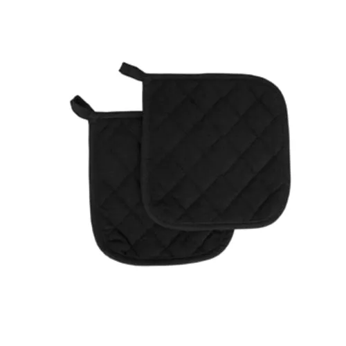 Culinary Essentials 859413 Terry Pot Holders, Black, 8" x 8"