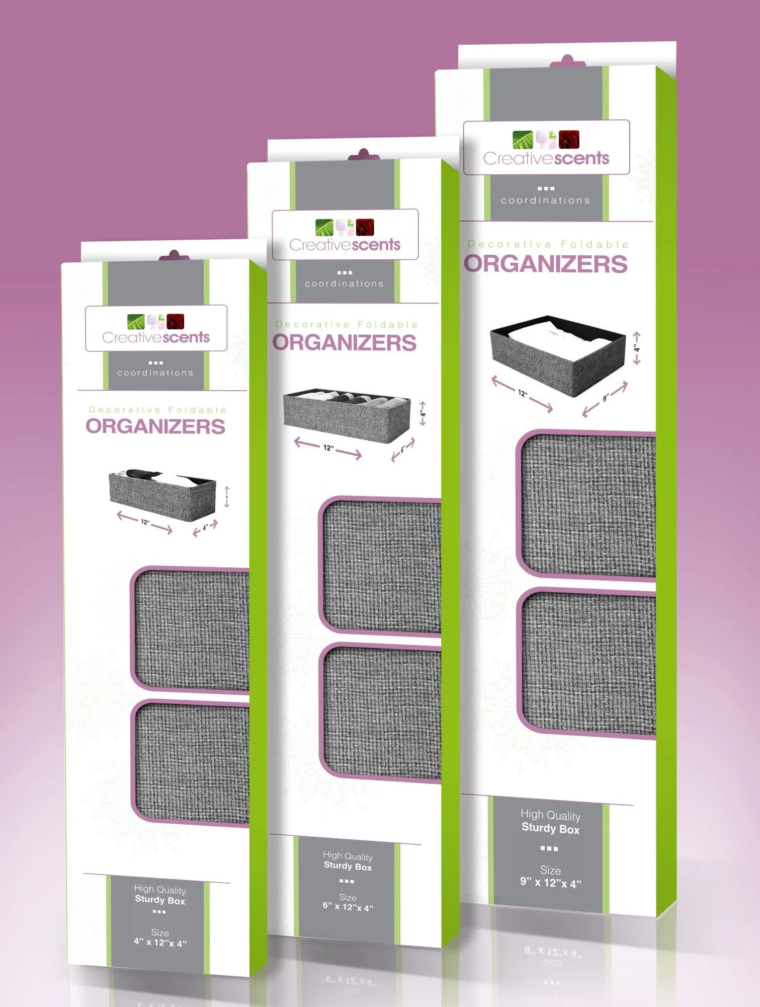 Decorative Foldable organizers, Gray Birch - 9" x 12" x 4" h (Wholesale)