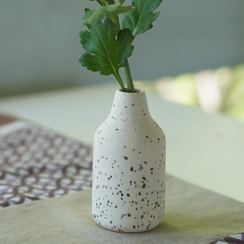 Eggshell Speckled Ceramic Vase, in 2 sizes - SALE HOMEWARES