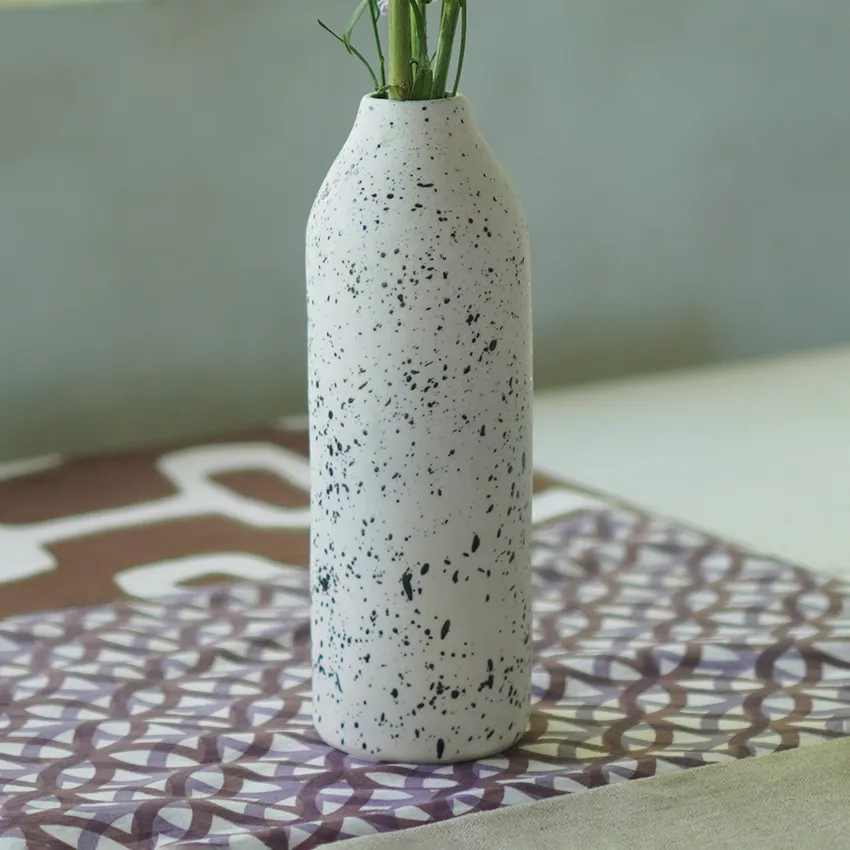 Eggshell Speckled Ceramic Vase, in 2 sizes - SALE HOMEWARES