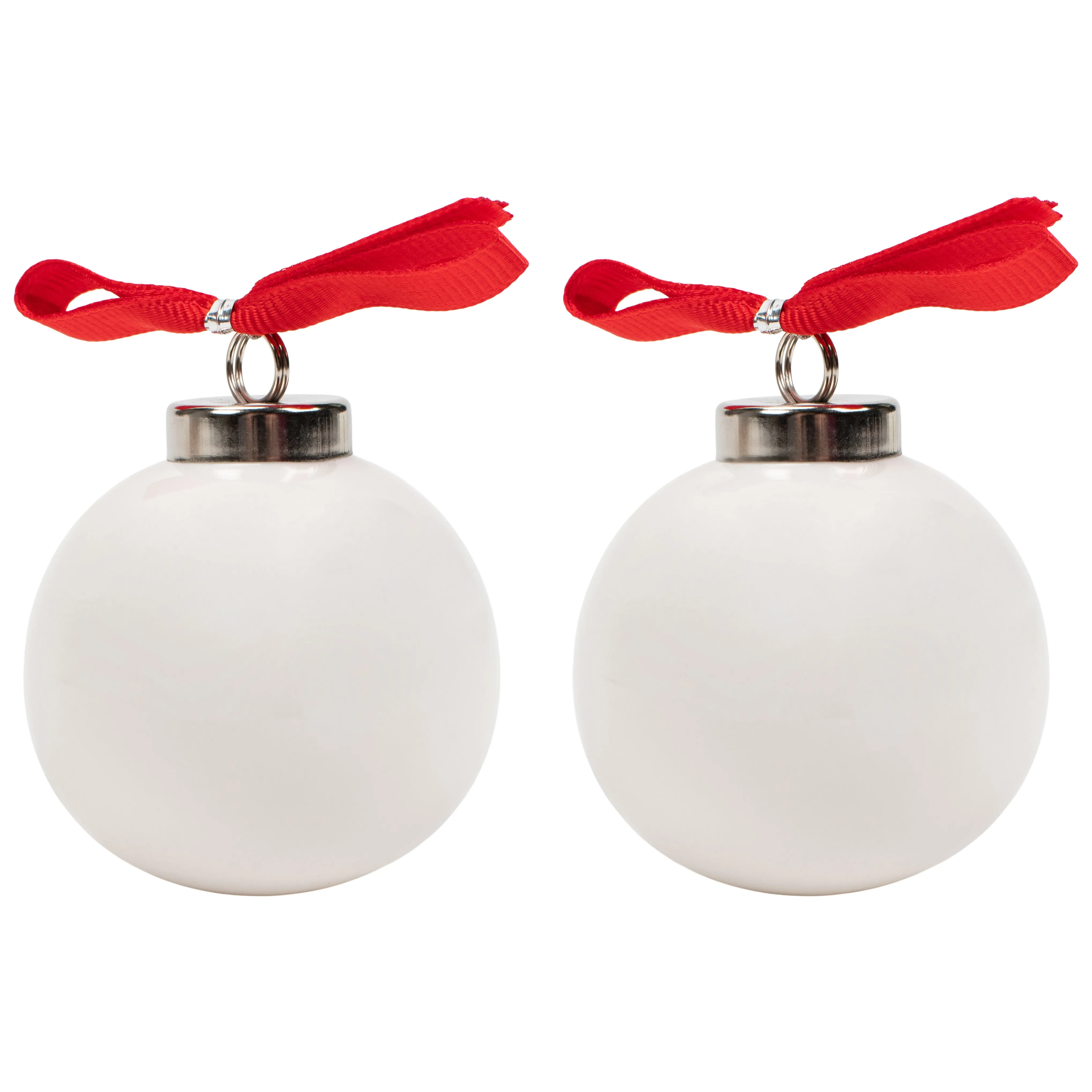 Elanze Designs Mr and Mrs White 3 inch Ceramic Christmas Ball Ornaments 2 Piece Boxed Set