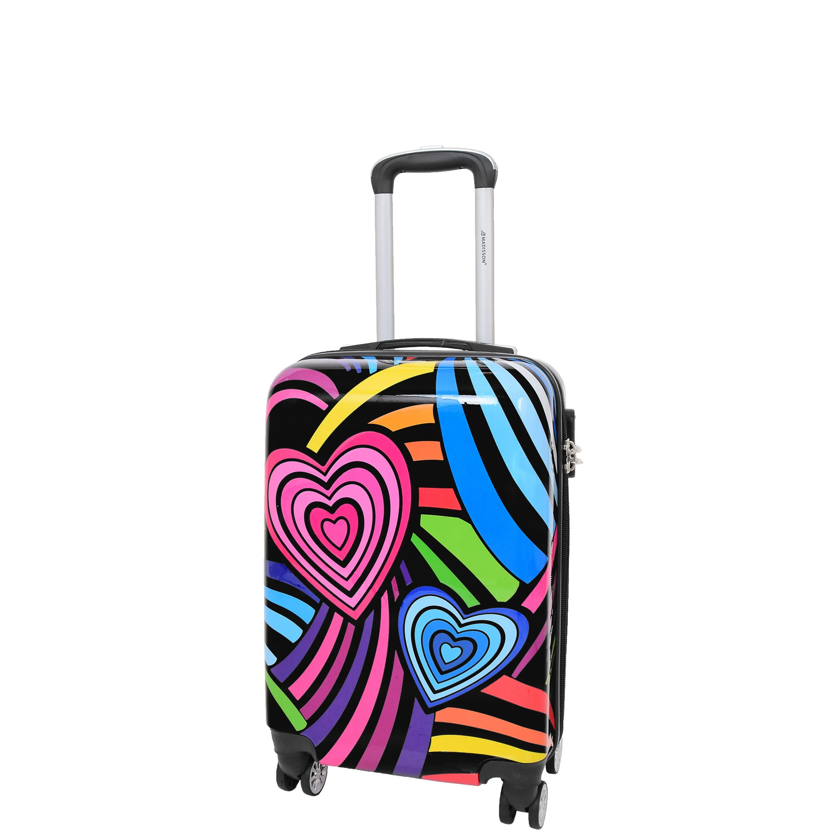 Expandable Hard Shell Multicolour Hearts 4 Wheel Luggage Suitcase