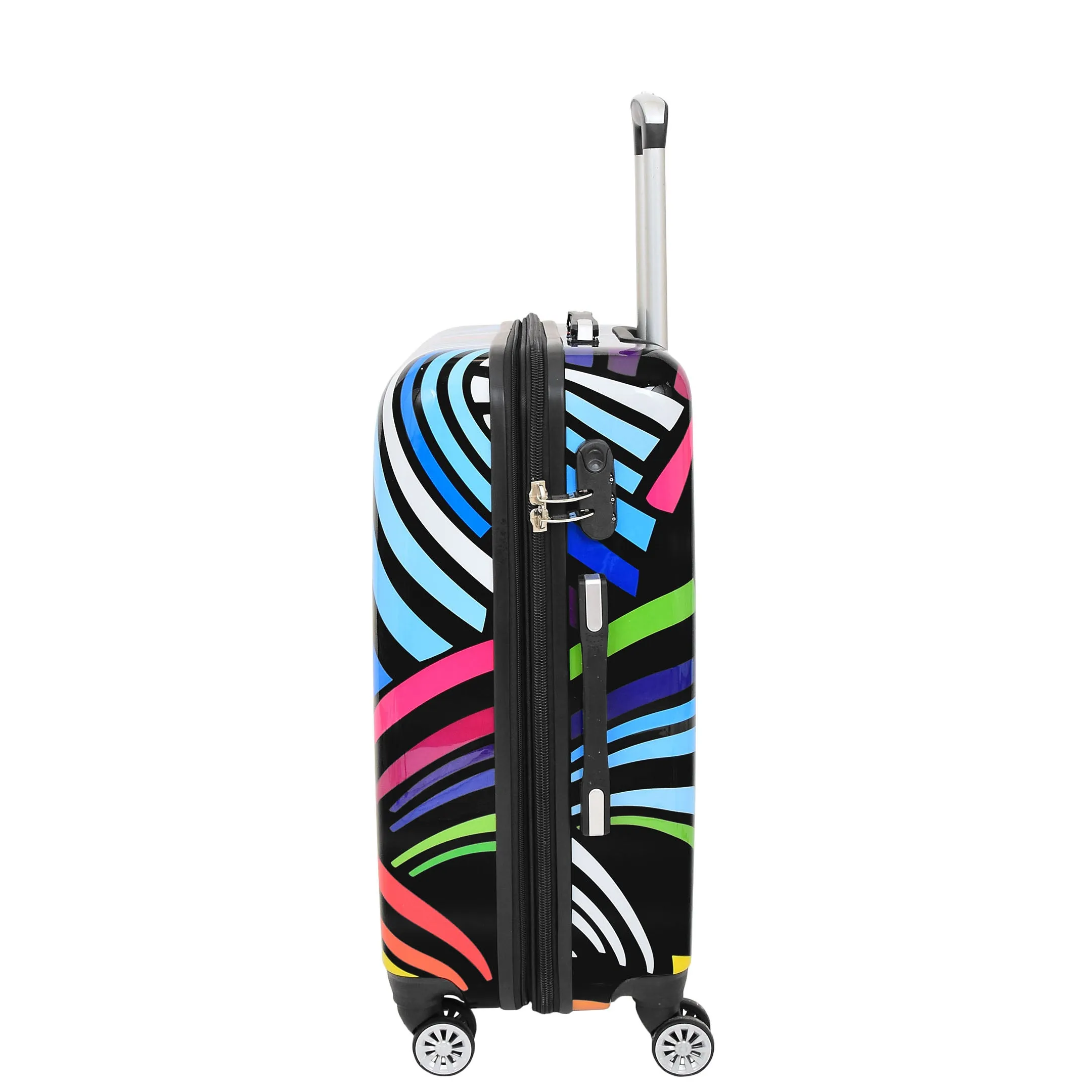 Expandable Hard Shell Multicolour Hearts 4 Wheel Luggage Suitcase