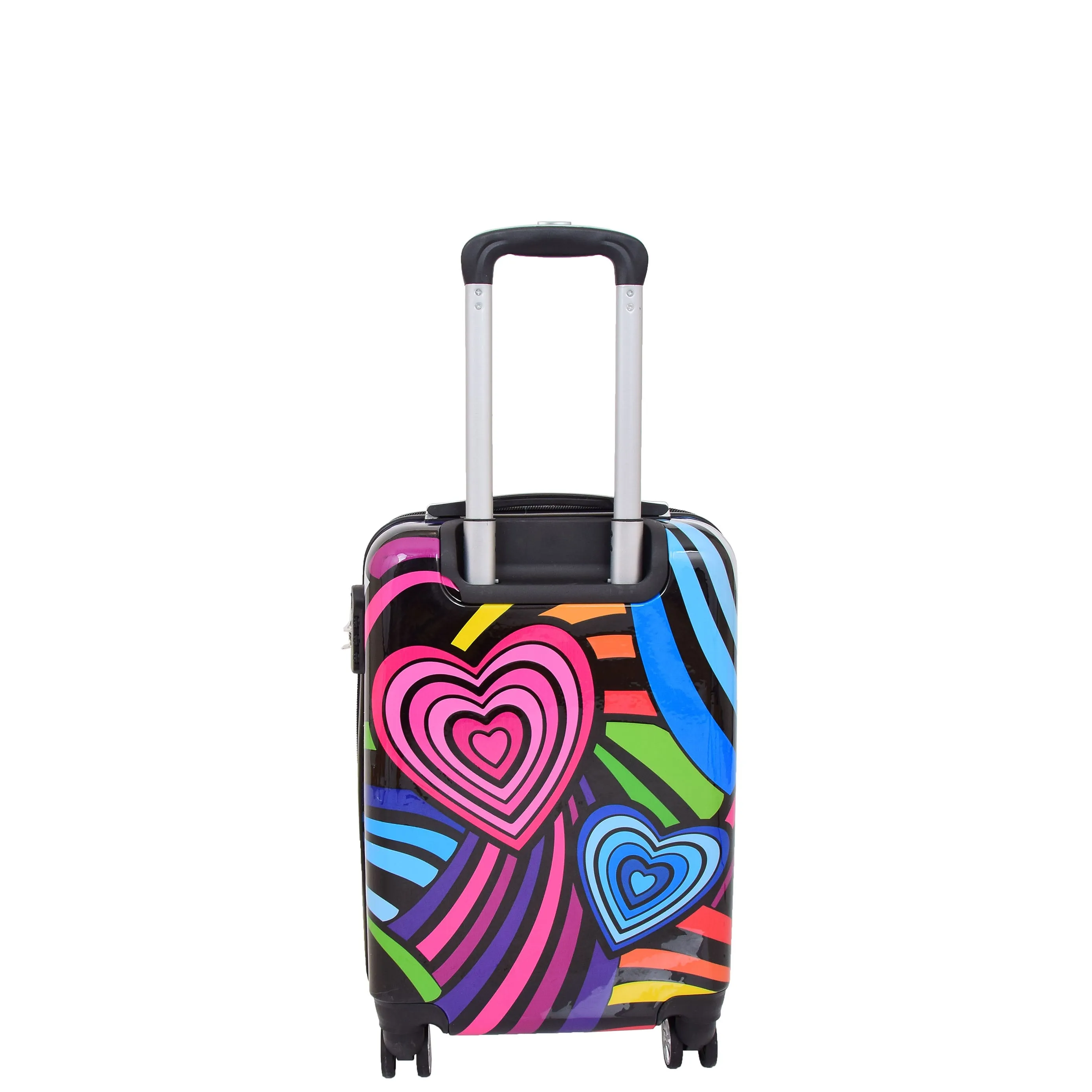 Expandable Hard Shell Multicolour Hearts 4 Wheel Luggage Suitcase