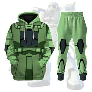 Gearhomie Zaku II Mobile Suit Gundam Costume All Over Print Tracksuit Hoodie