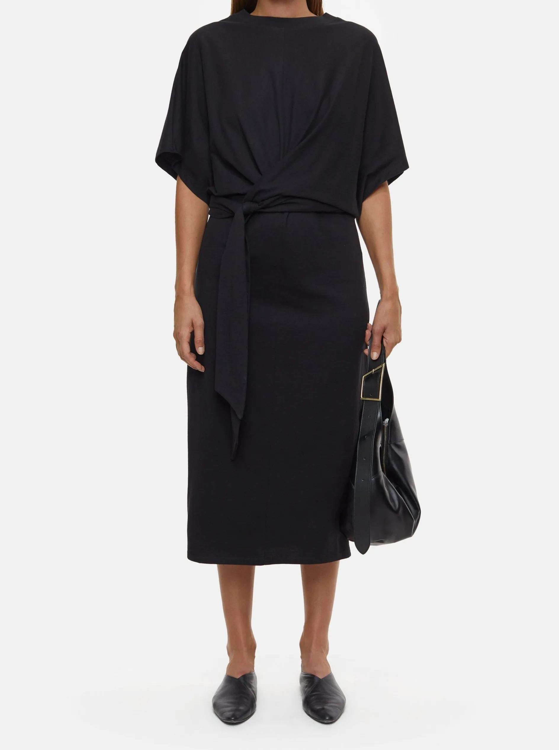 JERSEY WRAP DRESS | BLACK