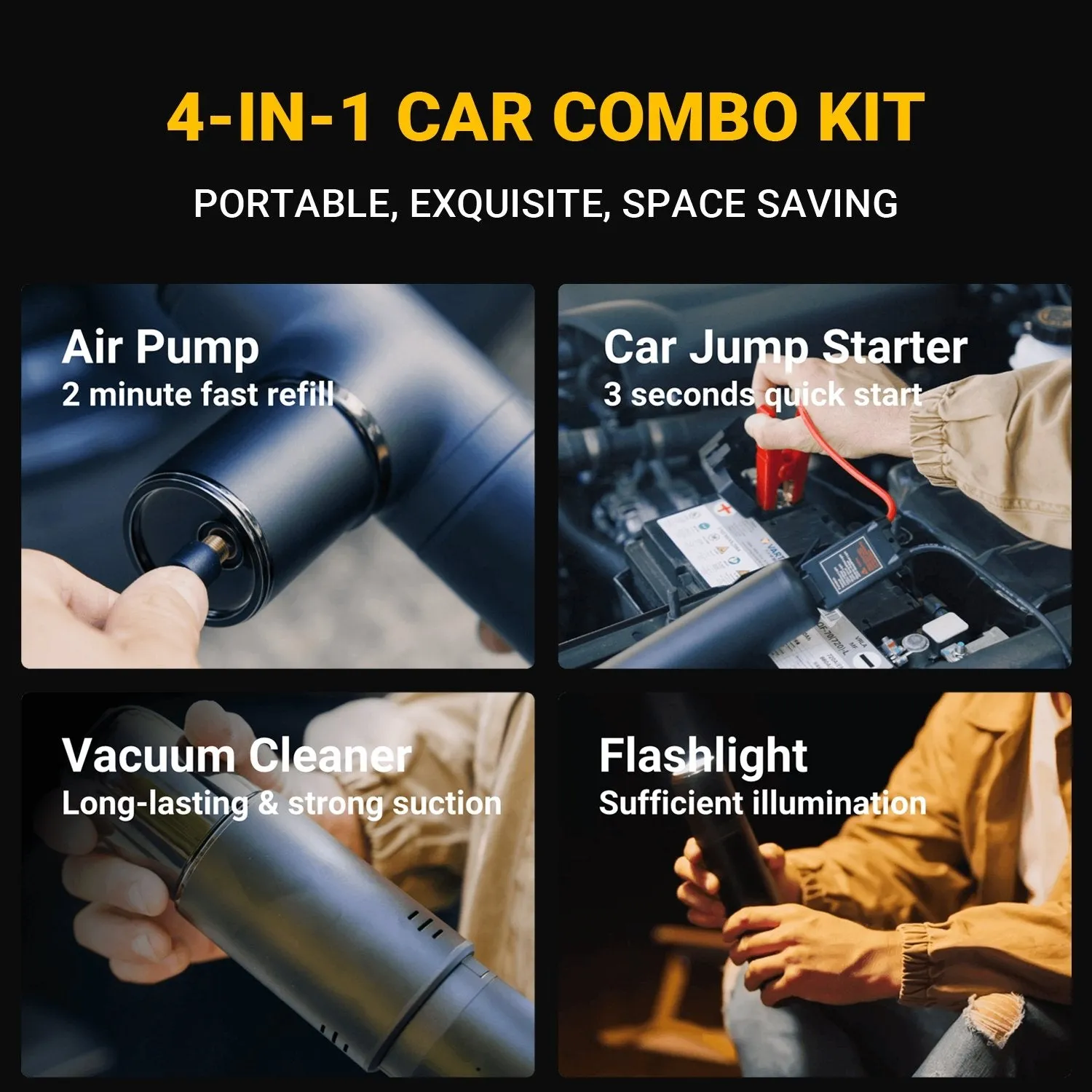 K2 4in1 Portable Car Combo Kit Car Charger