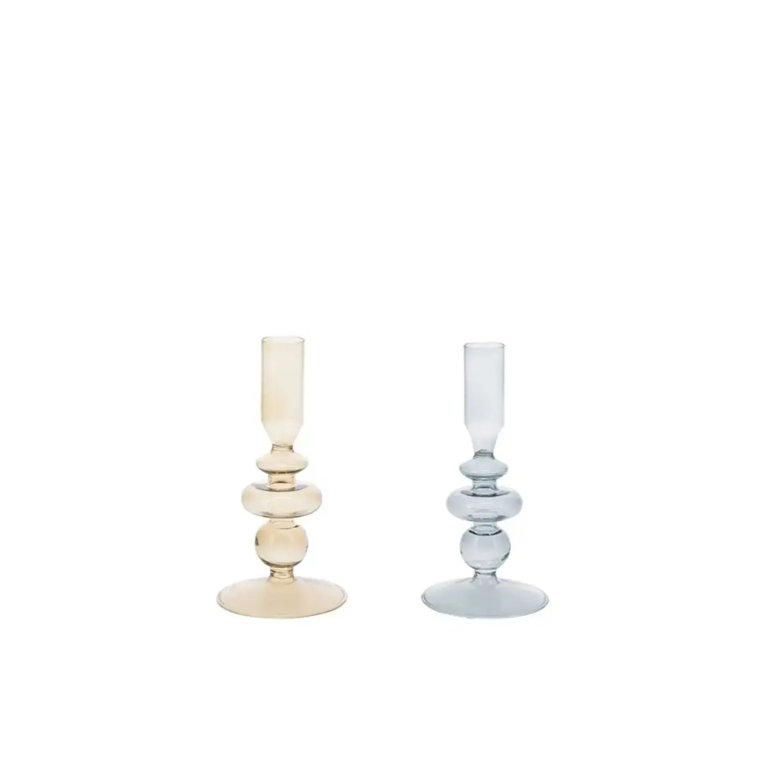 Koopman 17cm Glass Candle Holder (Choice of 2)