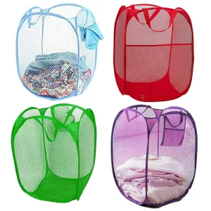 Kuber Industries Nylon 4 Piece Mesh Laundry Basket,20Ltr (Multi)-CTKTC21526