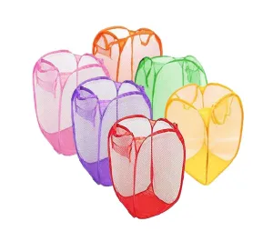 Kuber Industries Pack of 6 Nylon Mesh Laundry Basket, 30 LTR,CTKNEW219