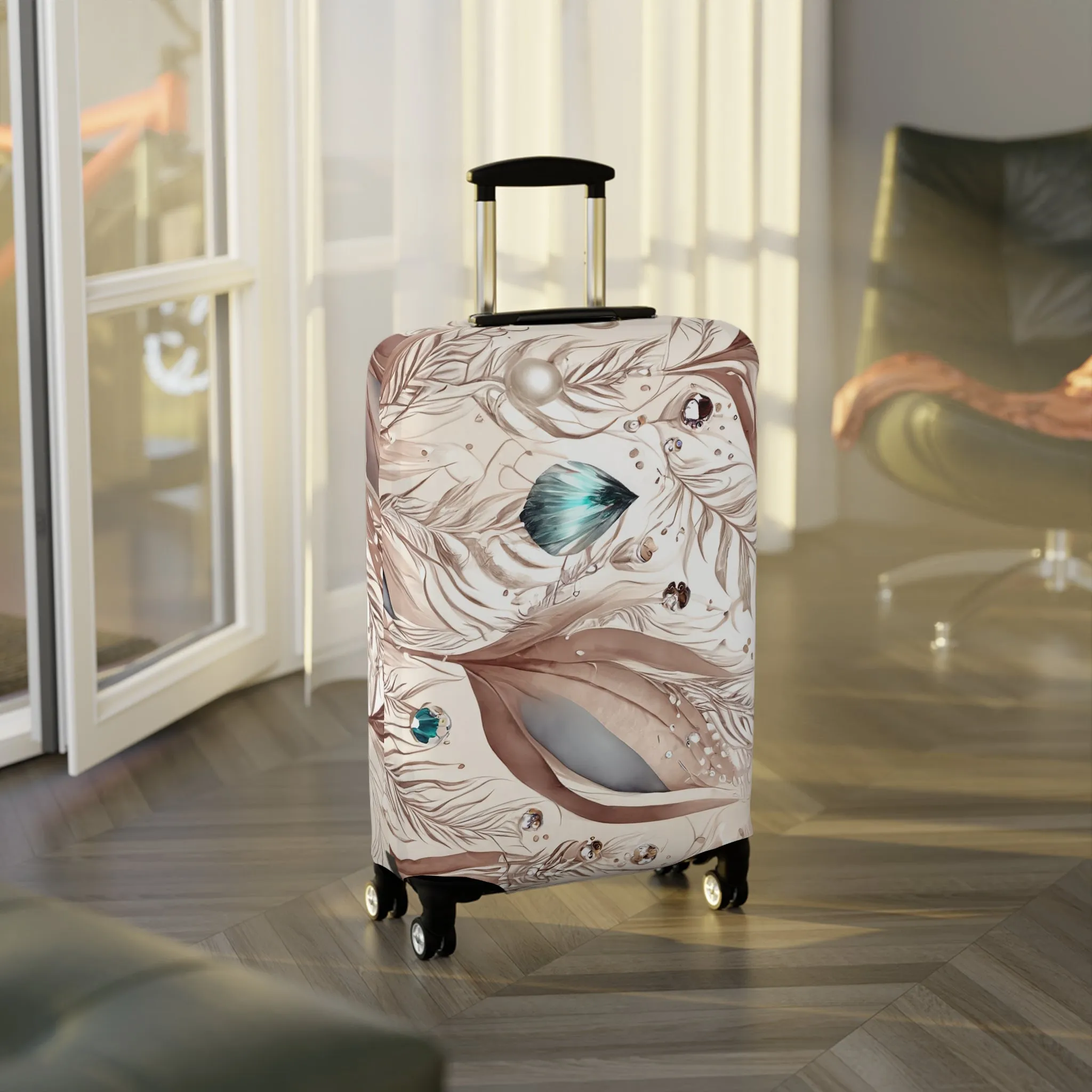 Luggage Cover, Beige Floral