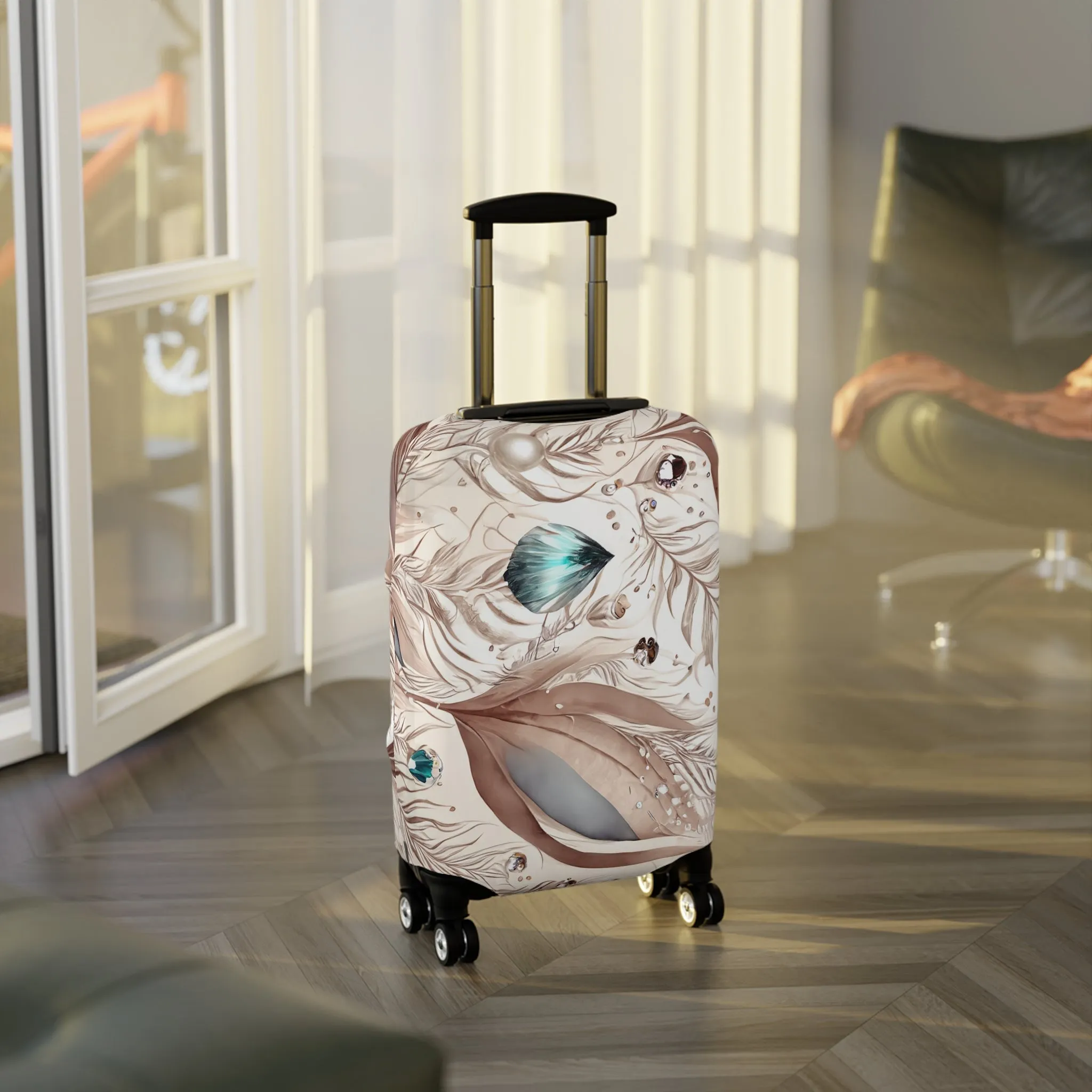 Luggage Cover, Beige Floral