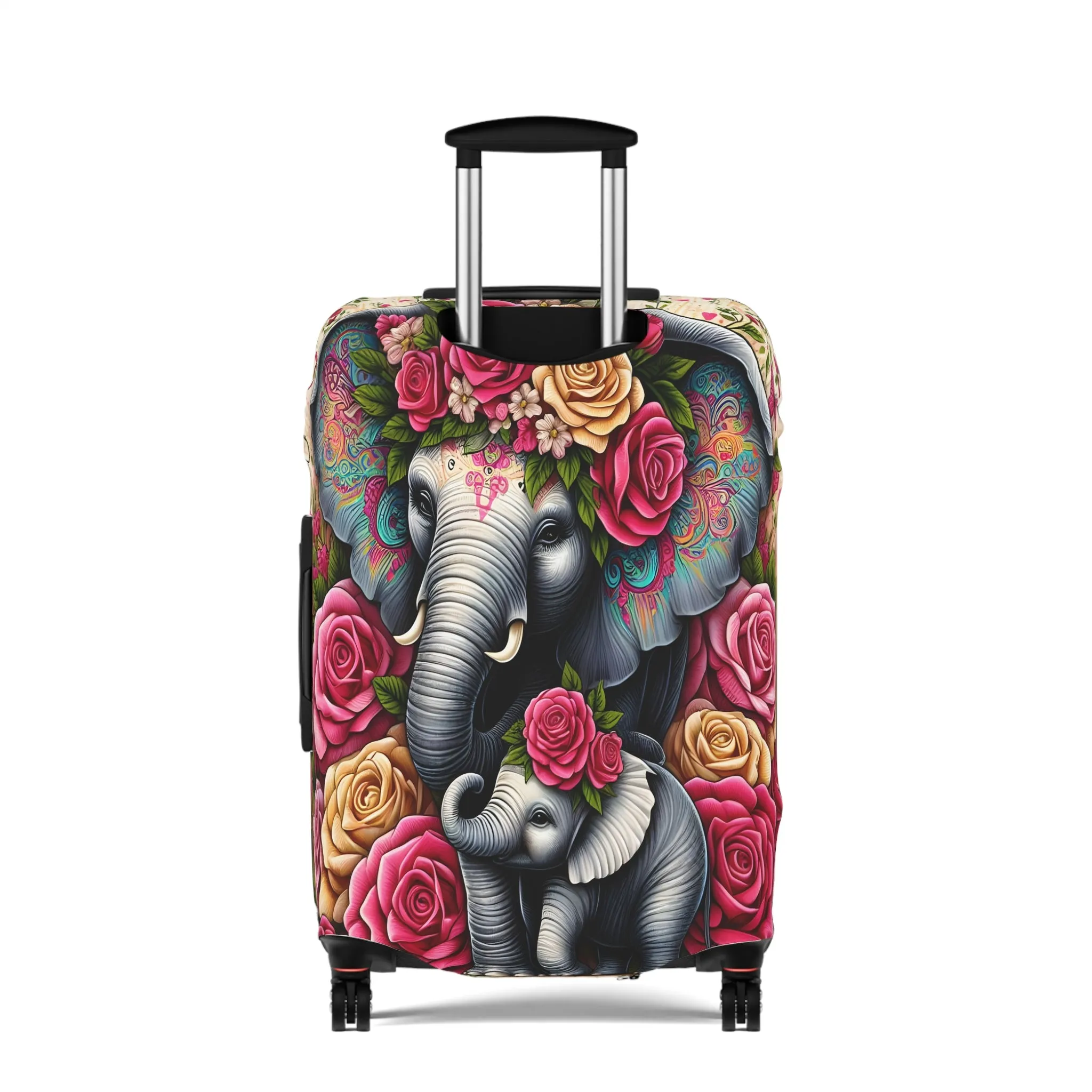 Luggage Cover, Floral Elephant and Baby, awd-1425