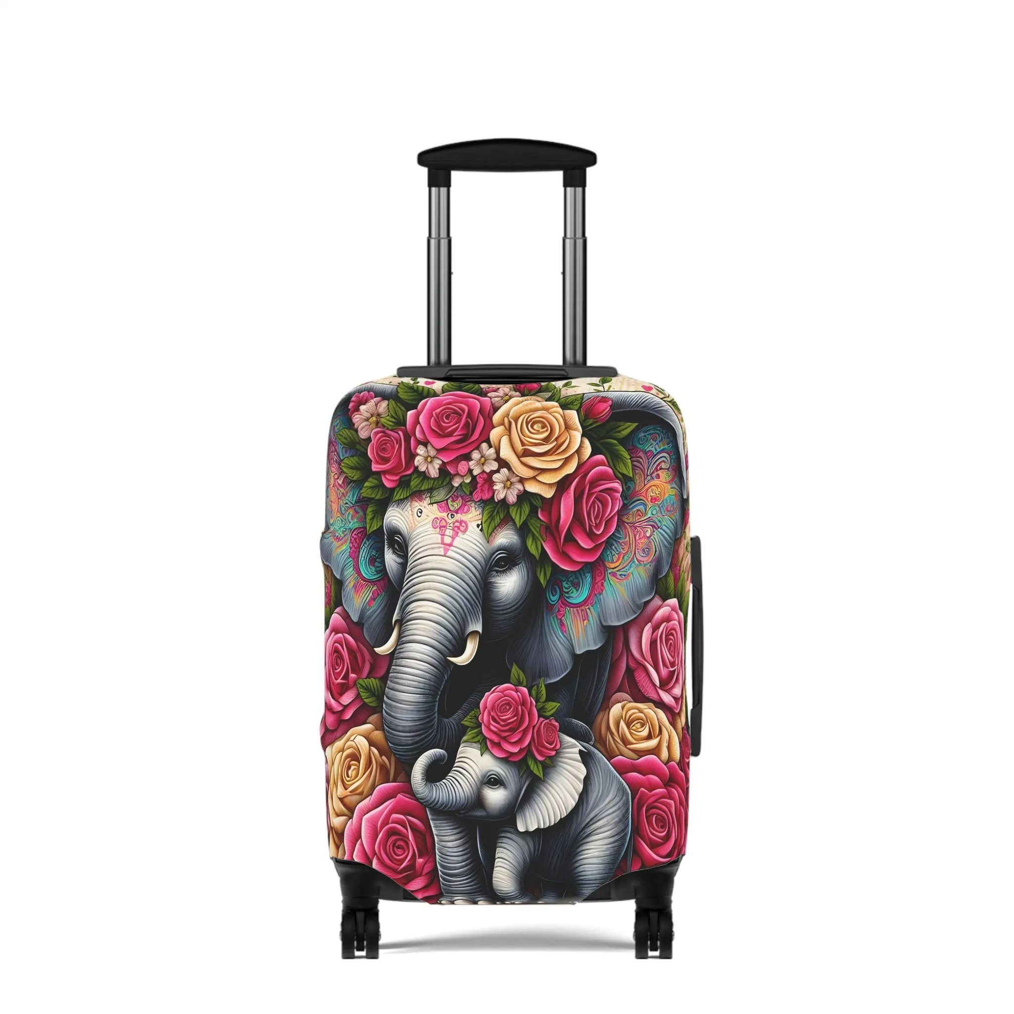 Luggage Cover, Floral Elephant and Baby, awd-1425