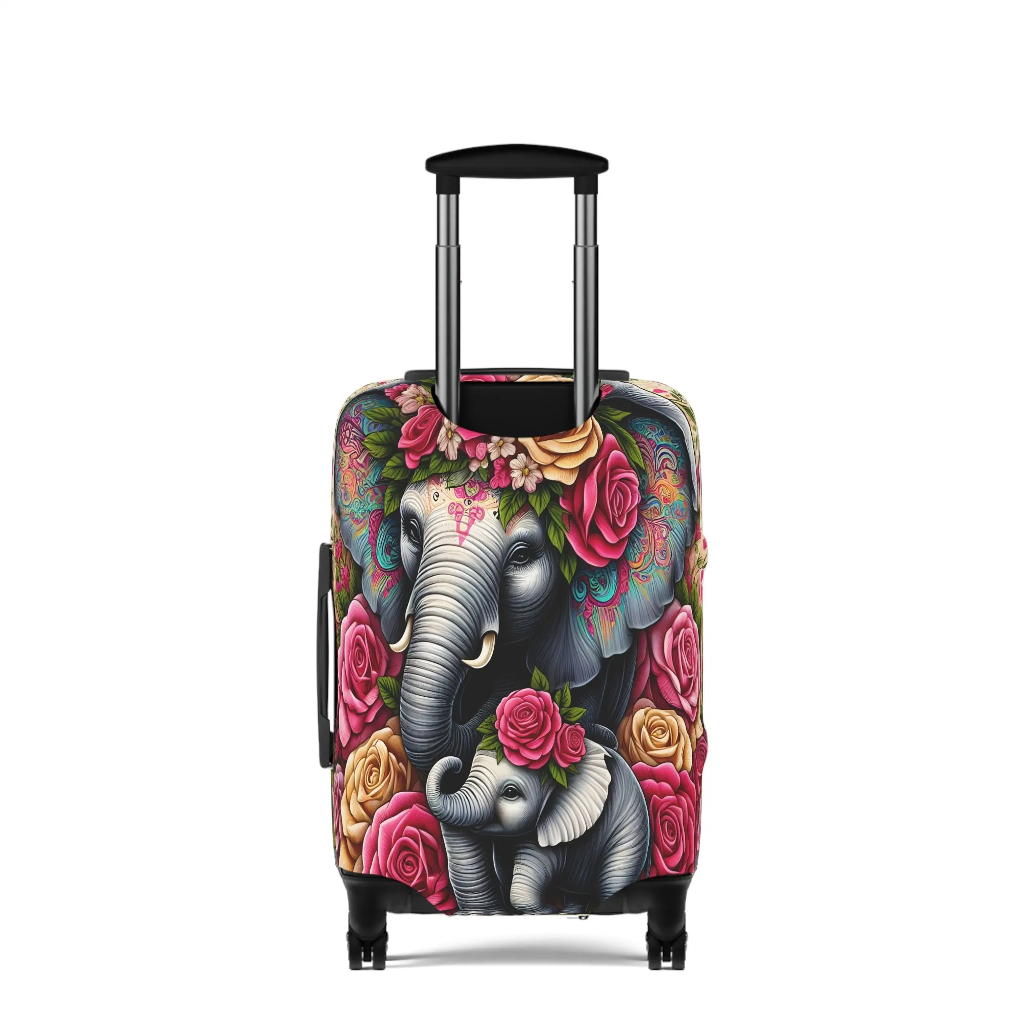 Luggage Cover, Floral Elephant and Baby, awd-1425