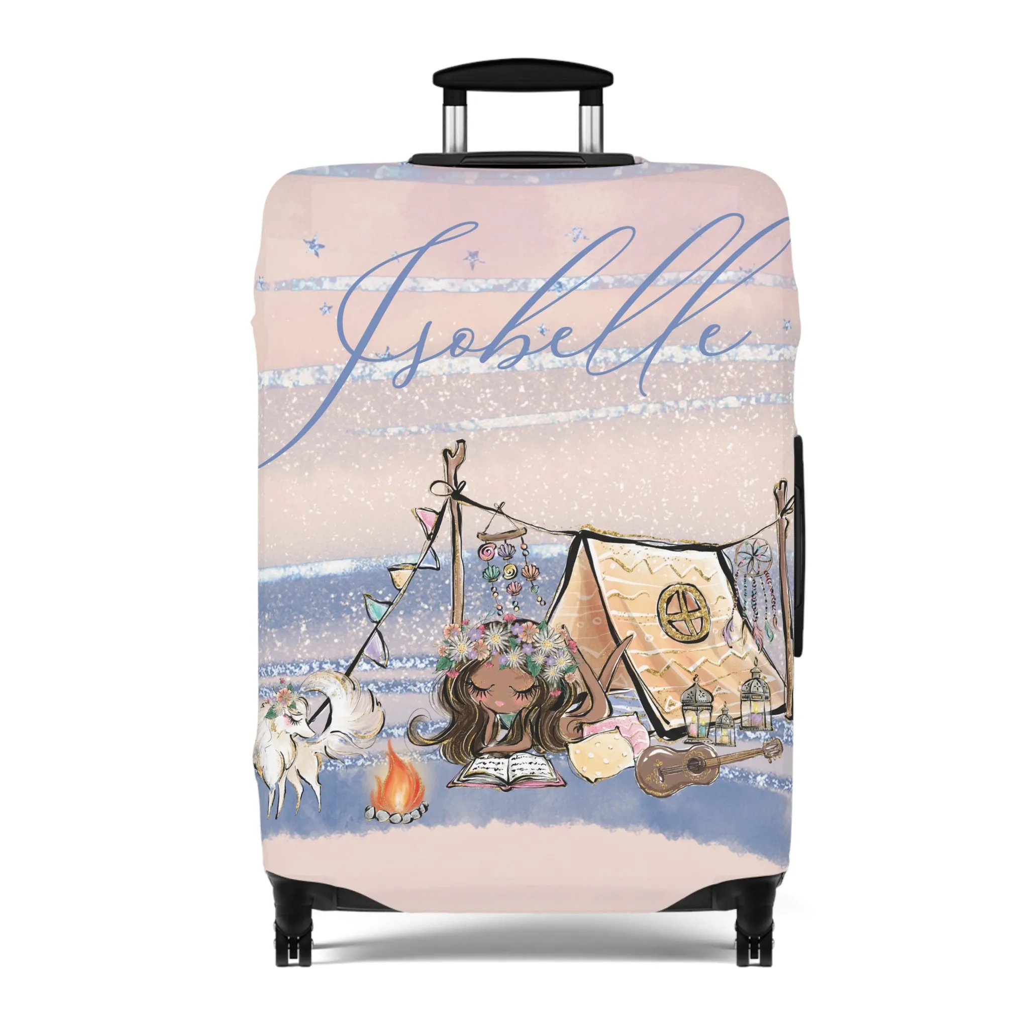 Luggage Cover, Free Spirit, Brunette Hair Olive Skin