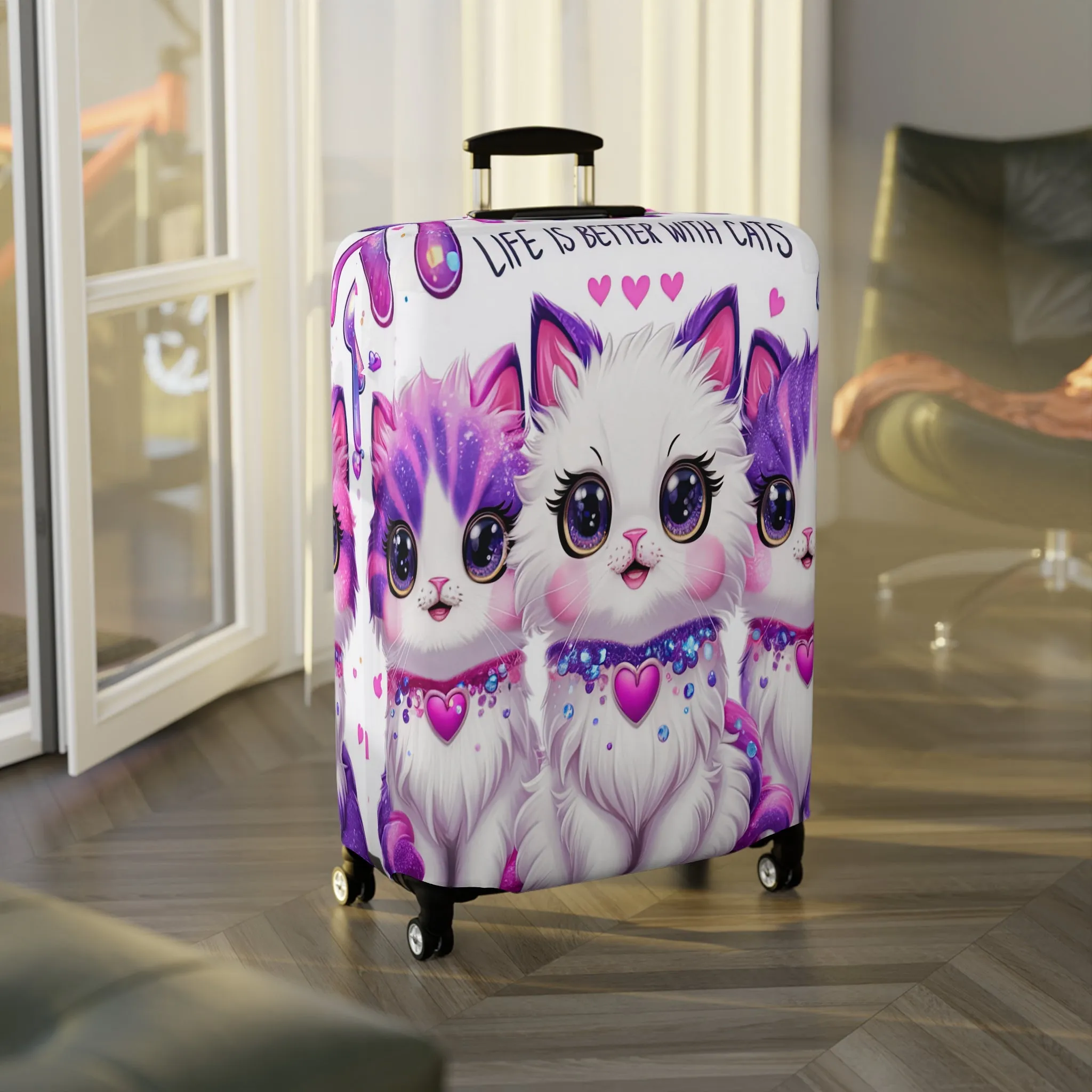 Luggage Cover, Life is Better with Cats, awd-3106