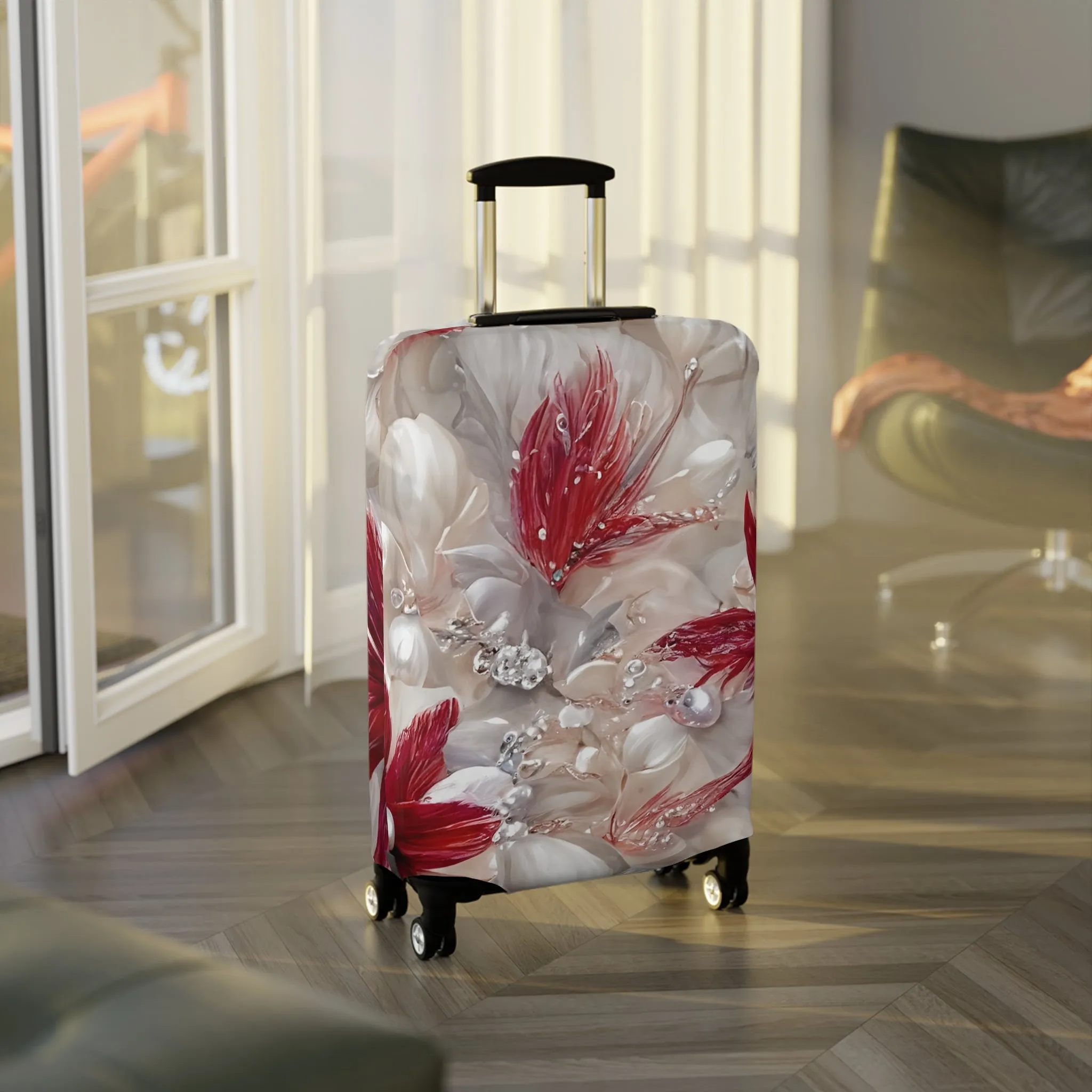 Luggage Cover, Red Floral