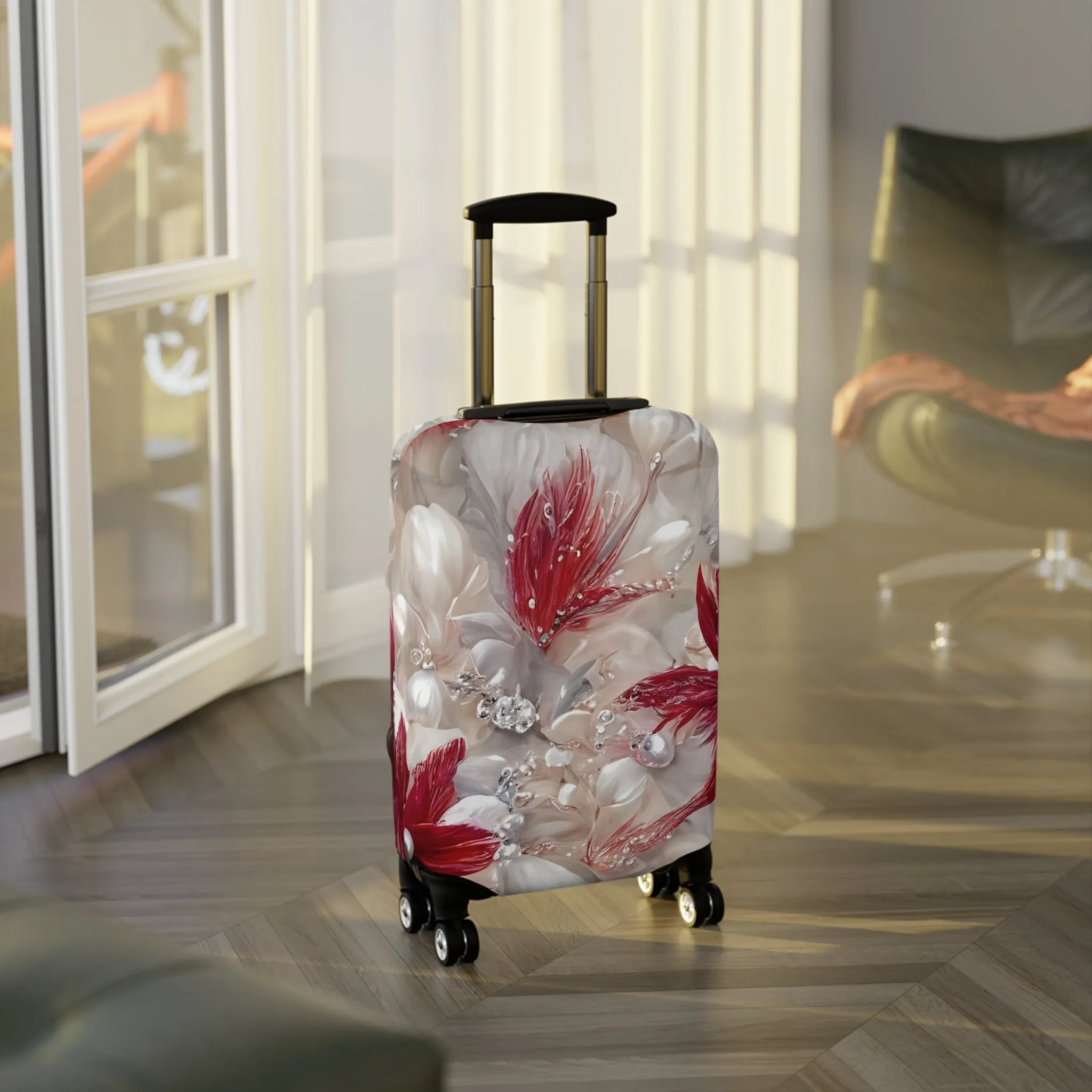 Luggage Cover, Red Floral