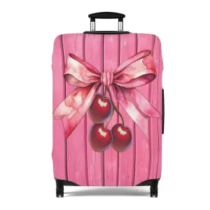 Luggage Cover, Rockabilly, Coquette, Pink, Cherries and Ribbon, awd-2503