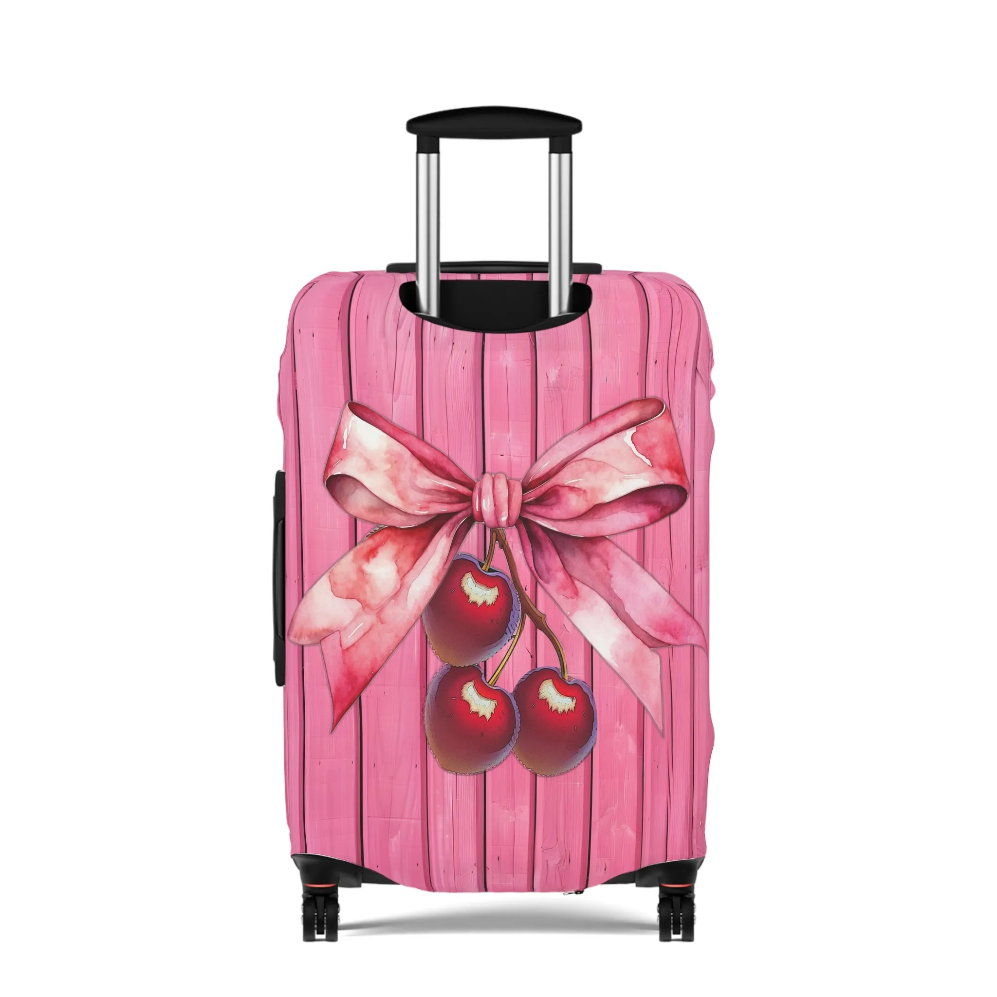 Luggage Cover, Rockabilly, Coquette, Pink, Cherries and Ribbon, awd-2503