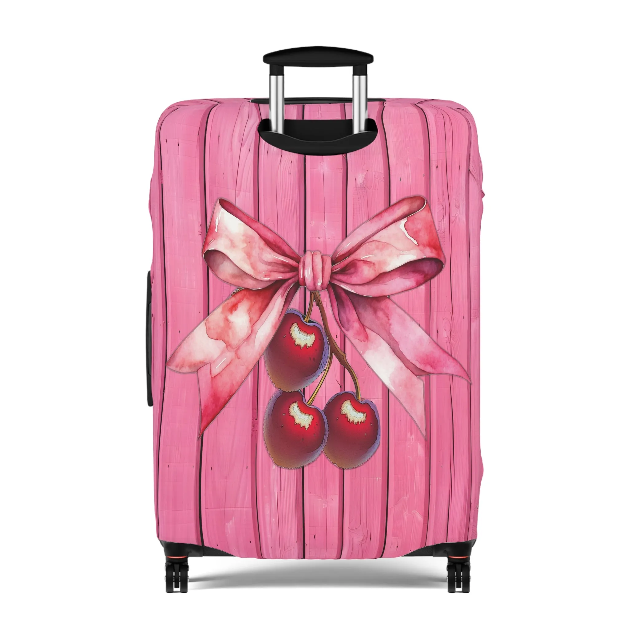 Luggage Cover, Rockabilly, Coquette, Pink, Cherries and Ribbon, awd-2503