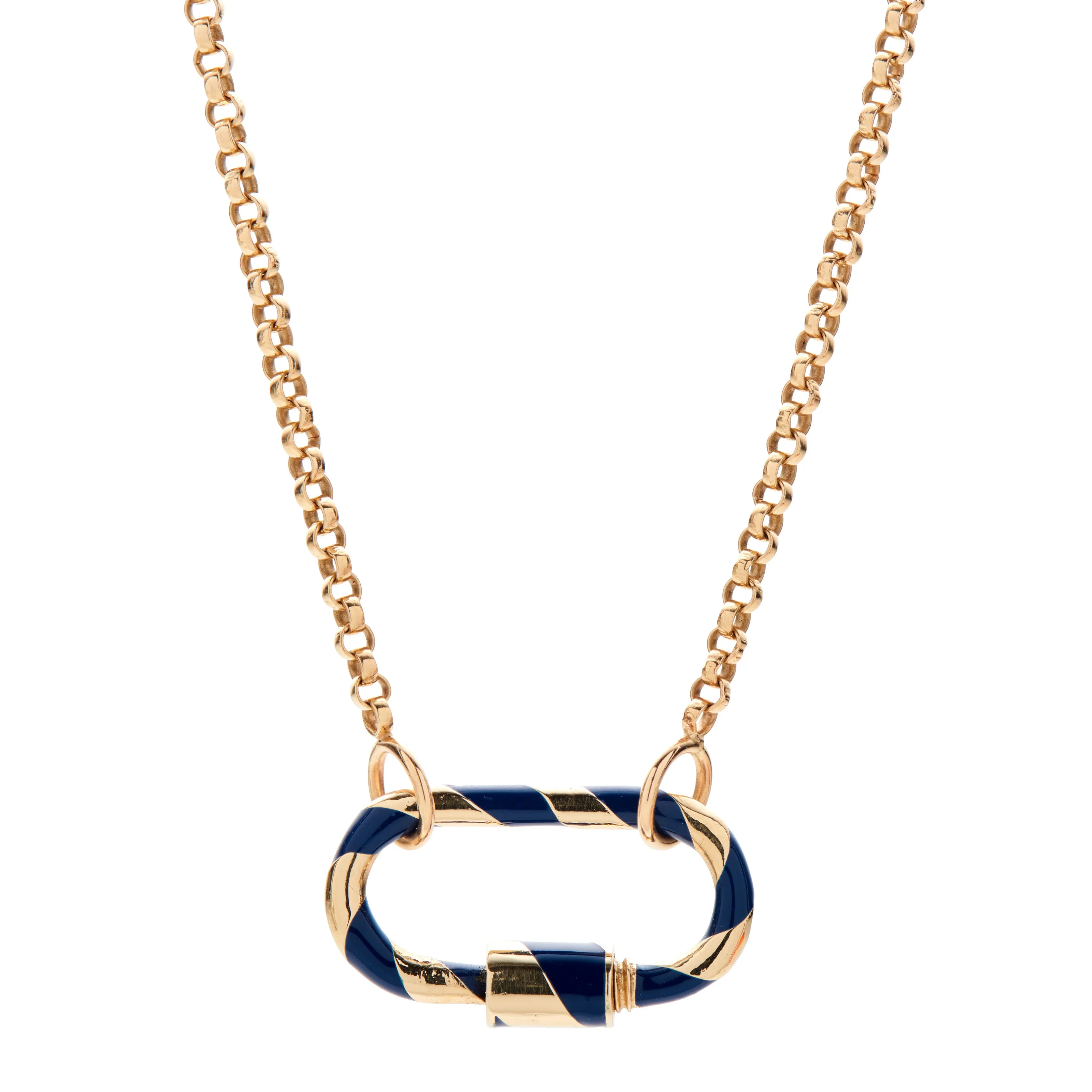 Marla Aaron 14k Yellow Gold Navy Enamel Medium Lock