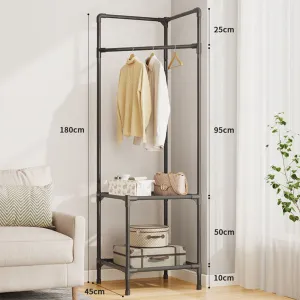 (Net) Corner Coat Rack 2 Layers Clothes  Closet Organizer with Shoe Rack for Corner Entryway Organizer / 565542