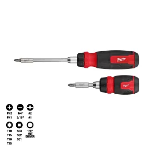 Nut Driver - Milwaukee 2pc 14-in-1 Ratcheting Multi-Bit and 8-in-1 Ratcheting Compact Multi-bit Screwdriver Set, 48-22-2905