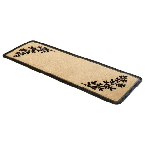 Onlymat Weatherproof Polypropylene Doormat with Leaf Design & Anti Skid Rubber Backing, Large Rectangular Entryway Rug for Entrance, Patio, Bedroom, Living Room, Kitchen, Black and Beige, 40 cm×120 cm