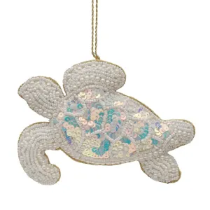 Pearl Shimmer Sea Turtle Christmas Ornament