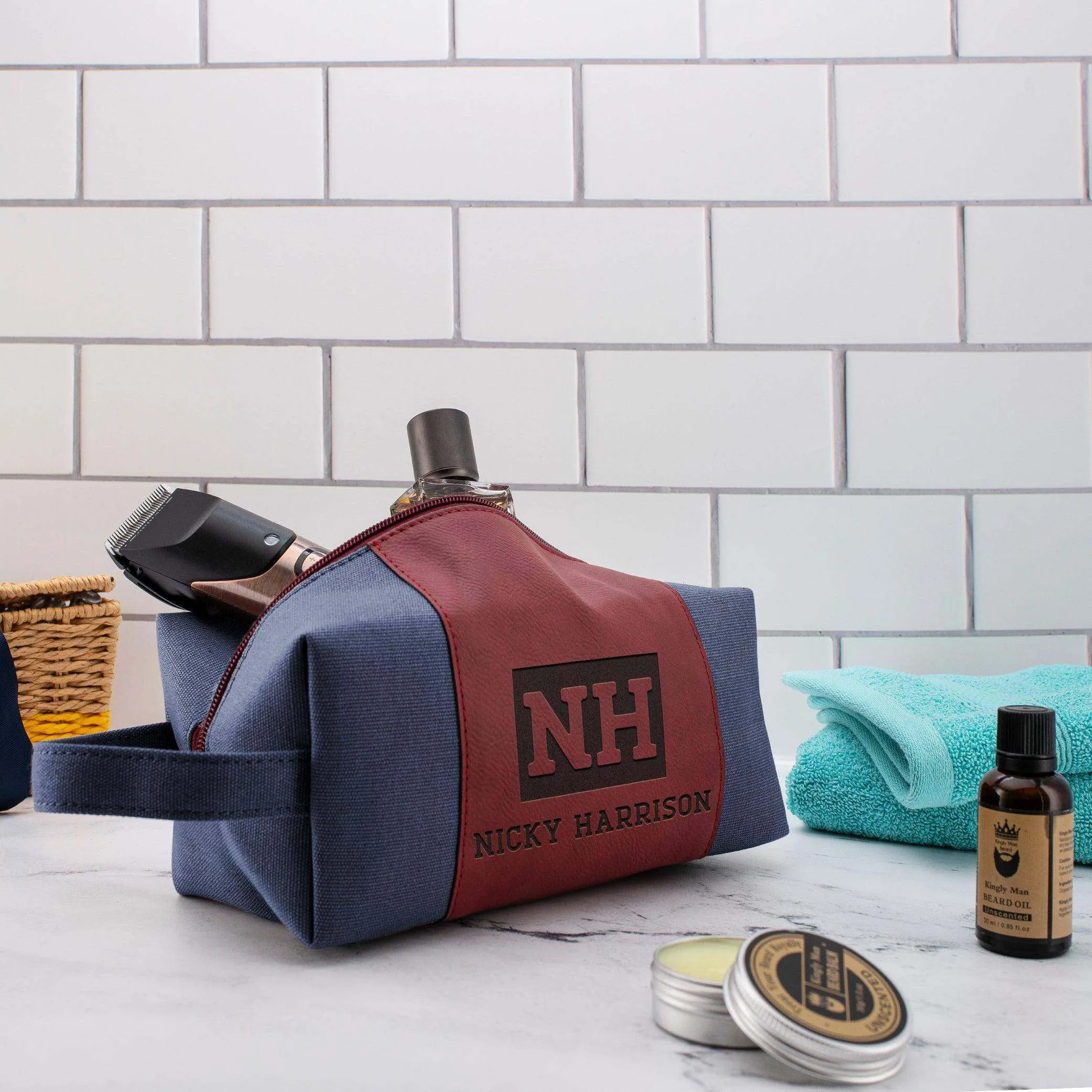 Personalized Toiletry Bag - Custom Initial Design Toiletry Bag, Gift for Him