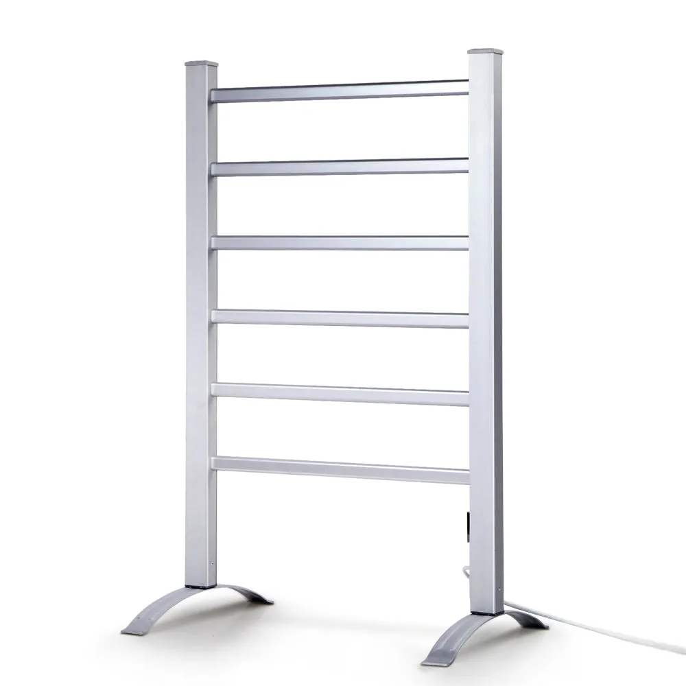 Portable 6-Bar Electric Heated Towel Rail with Timer - Devanti